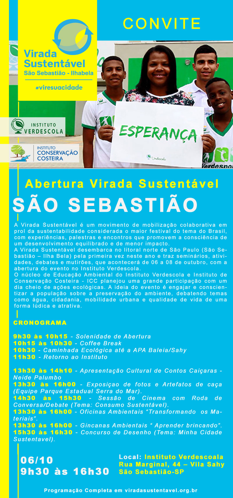Virada Sustentável São Sebastião Ilhabela - Programação de abertura Verdescola e ICC