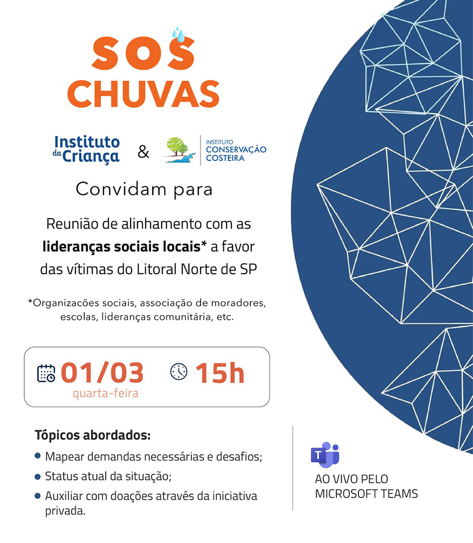 SOS Chuvas Litoral Norte - Mobilização entre Instituto da Criança e ICC